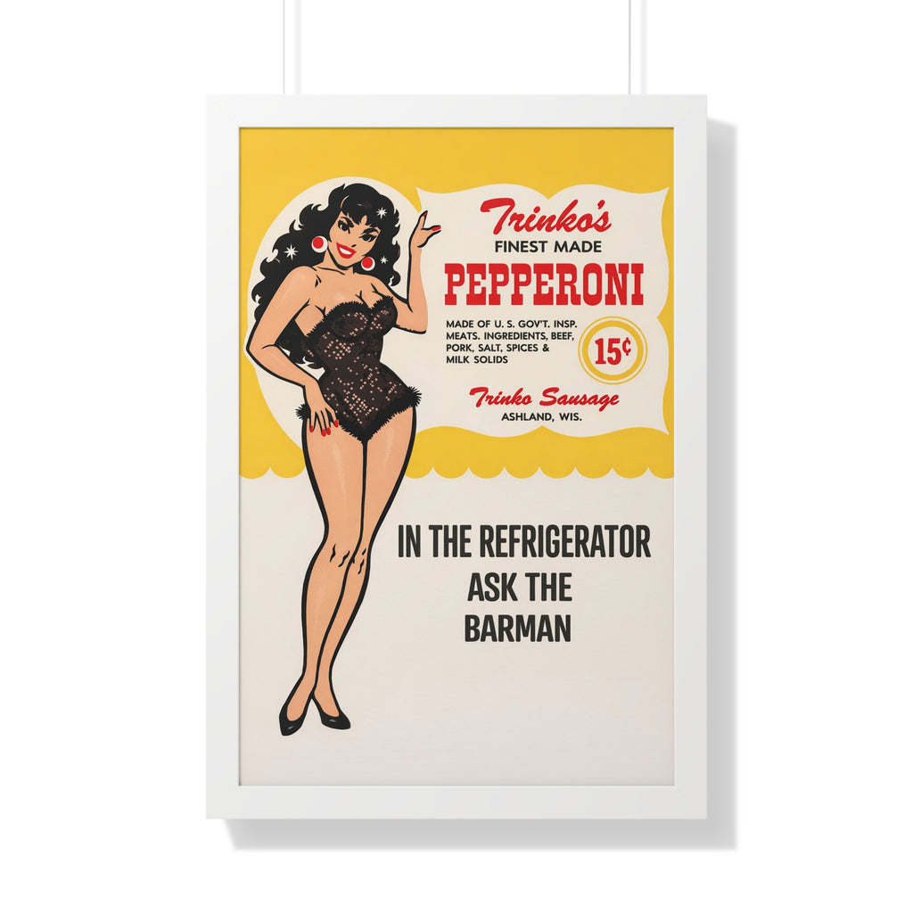 Framed Trinko's Pepperoni - Vintage Reproduction Sign