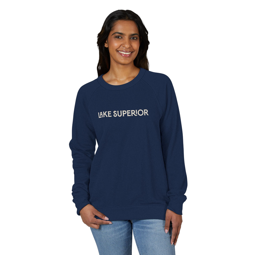 Lake Superior Sweatshirt – Distressed Graphic Crewneck | Unisex Raglan French Terry