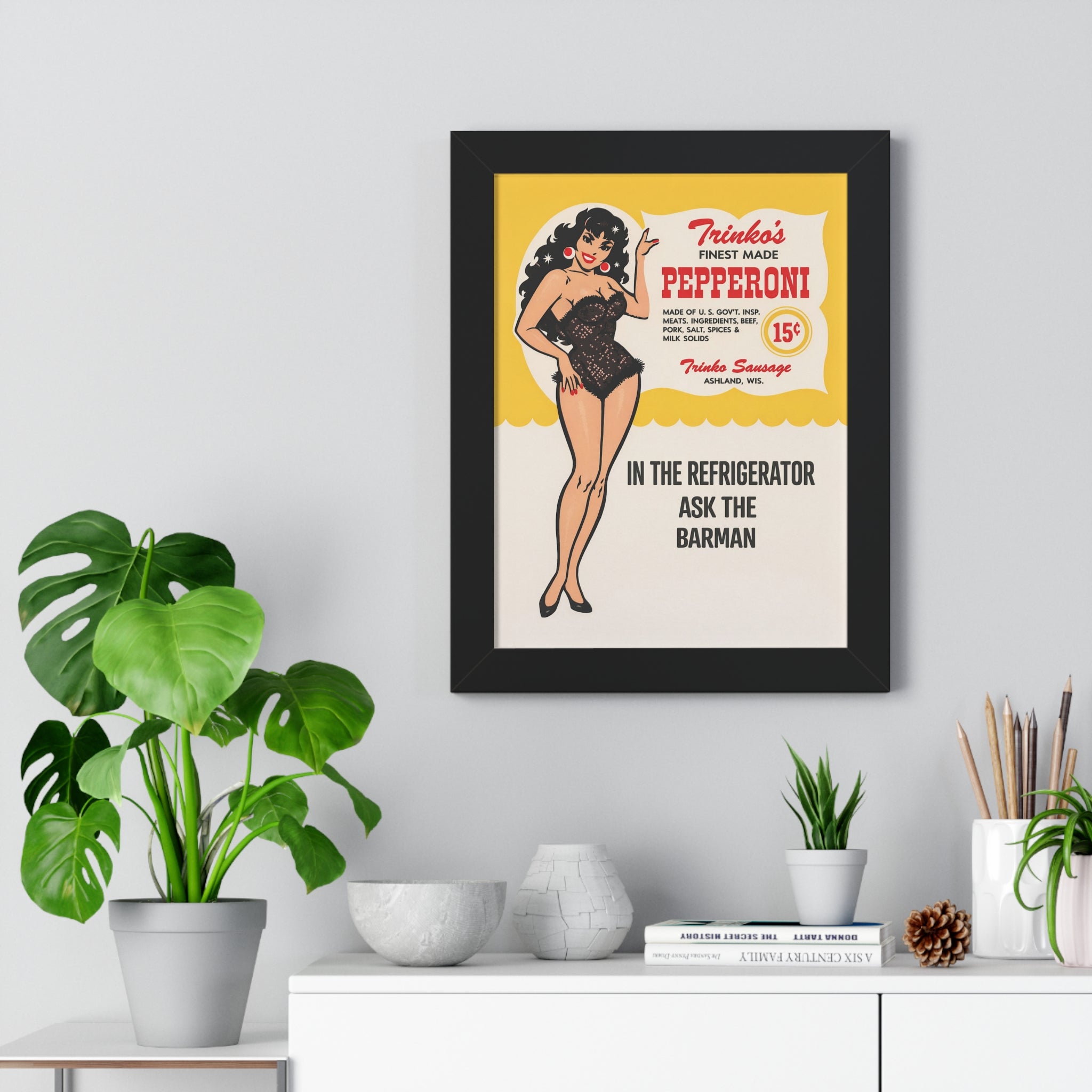 Framed Trinko's Pepperoni - Vintage Reproduction Sign
