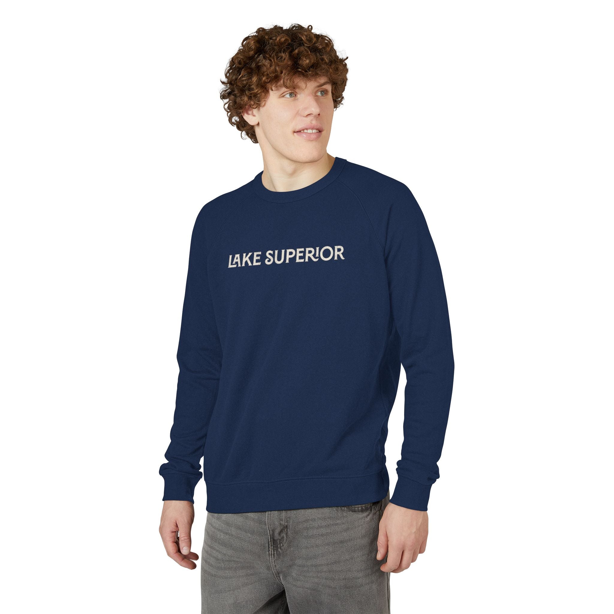 Lake Superior Sweatshirt – Distressed Graphic Crewneck | Unisex Raglan French Terry