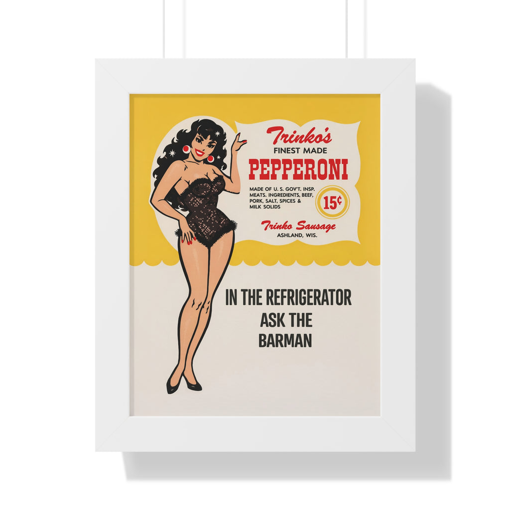 Framed Trinko's Pepperoni - Vintage Reproduction Sign
