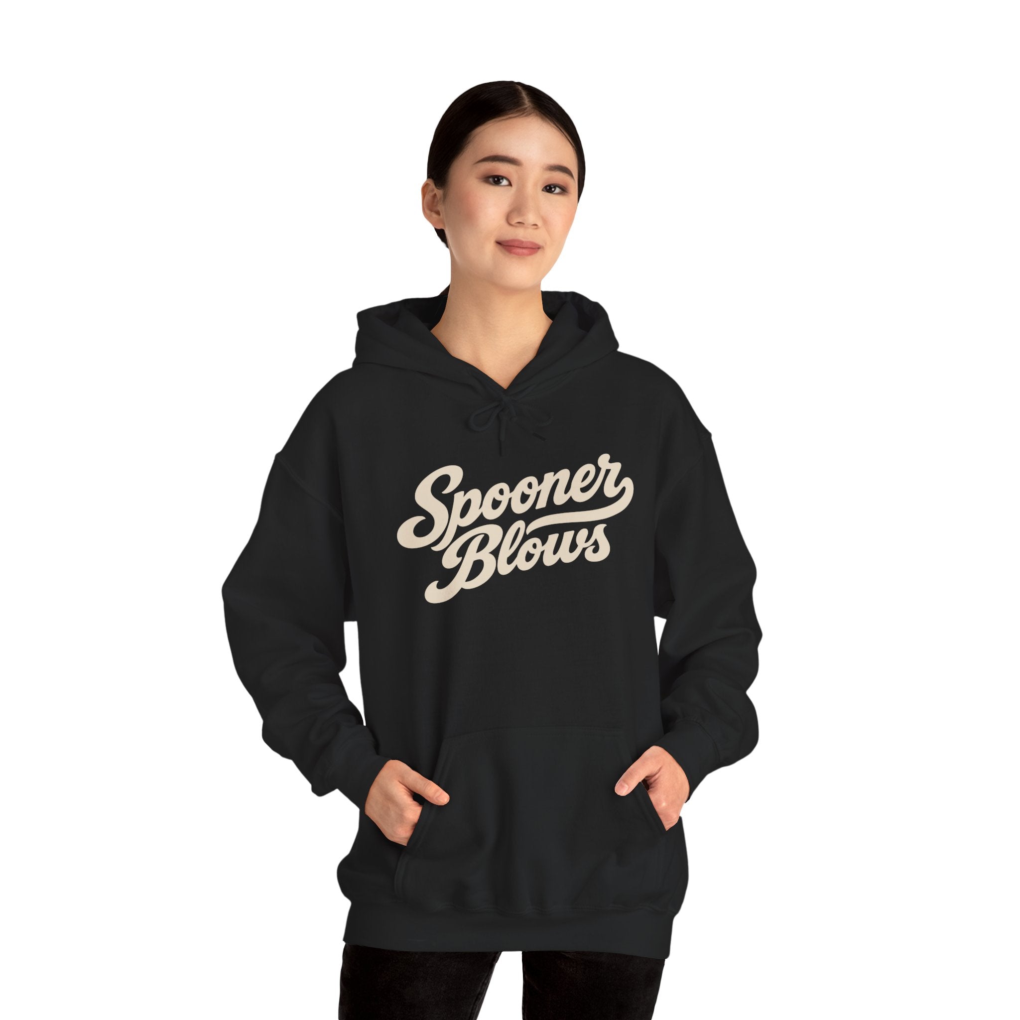 Spooner Blows Baseball Lettering Hoodie | Wisconsin Northwoods Hoodie, Hayward WI Apparel