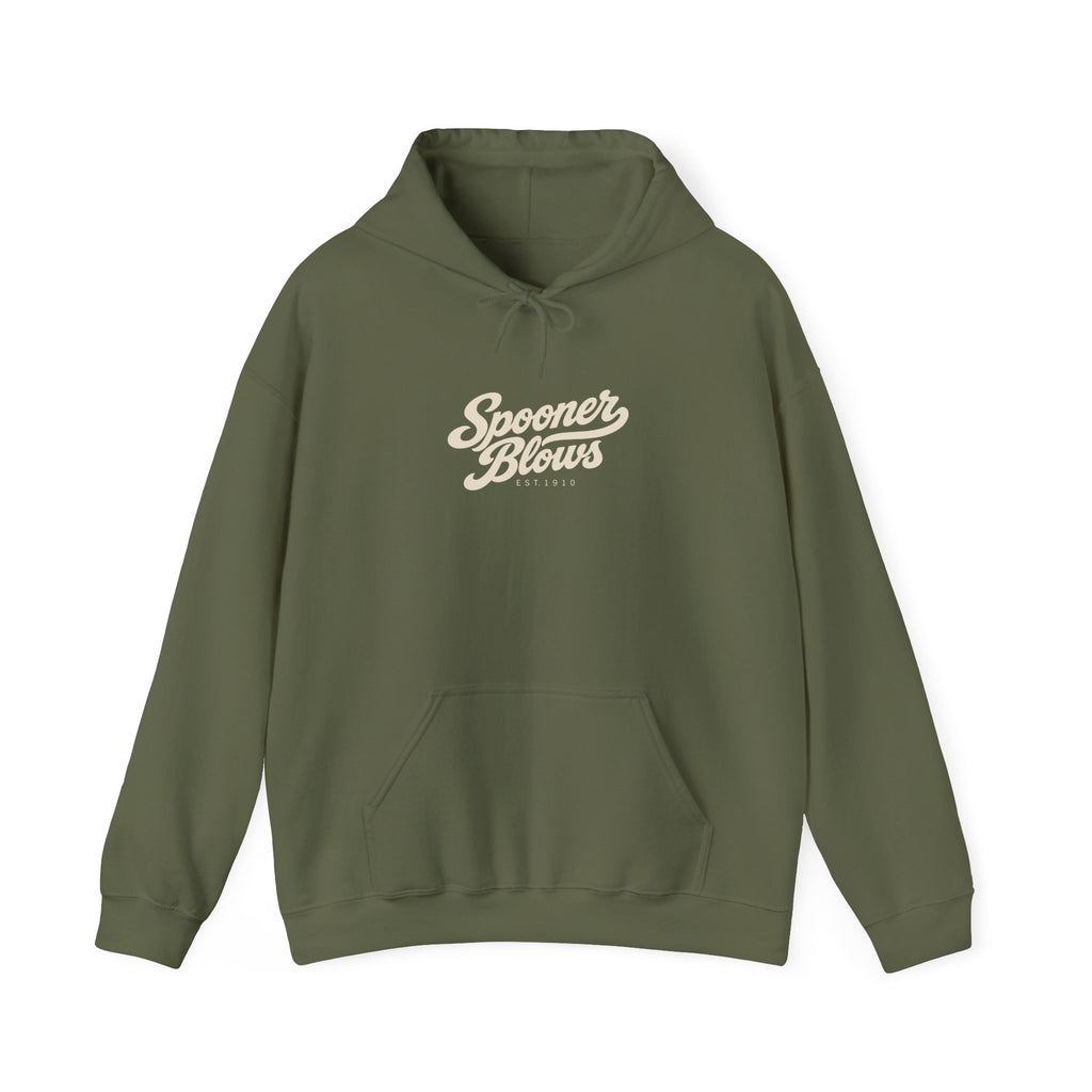 Spooner Blows EST. 1910 Hoodie | Wisconsin Northwoods Hoodie, Hayward WI Apparel