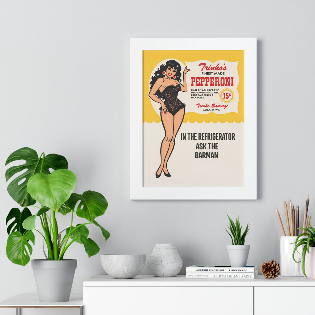 Framed Trinko's Pepperoni - Vintage Reproduction Sign