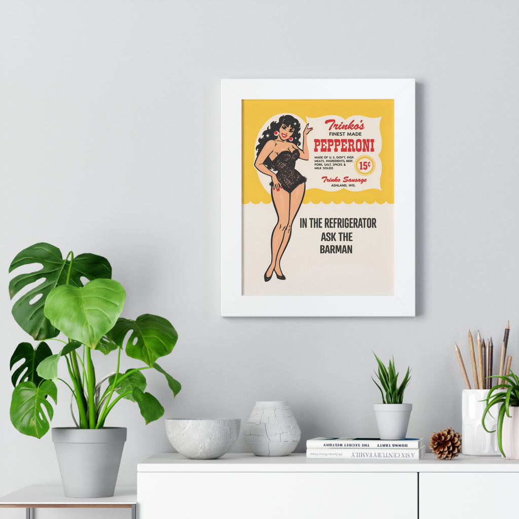 Framed Trinko's Pepperoni - Vintage Reproduction Sign