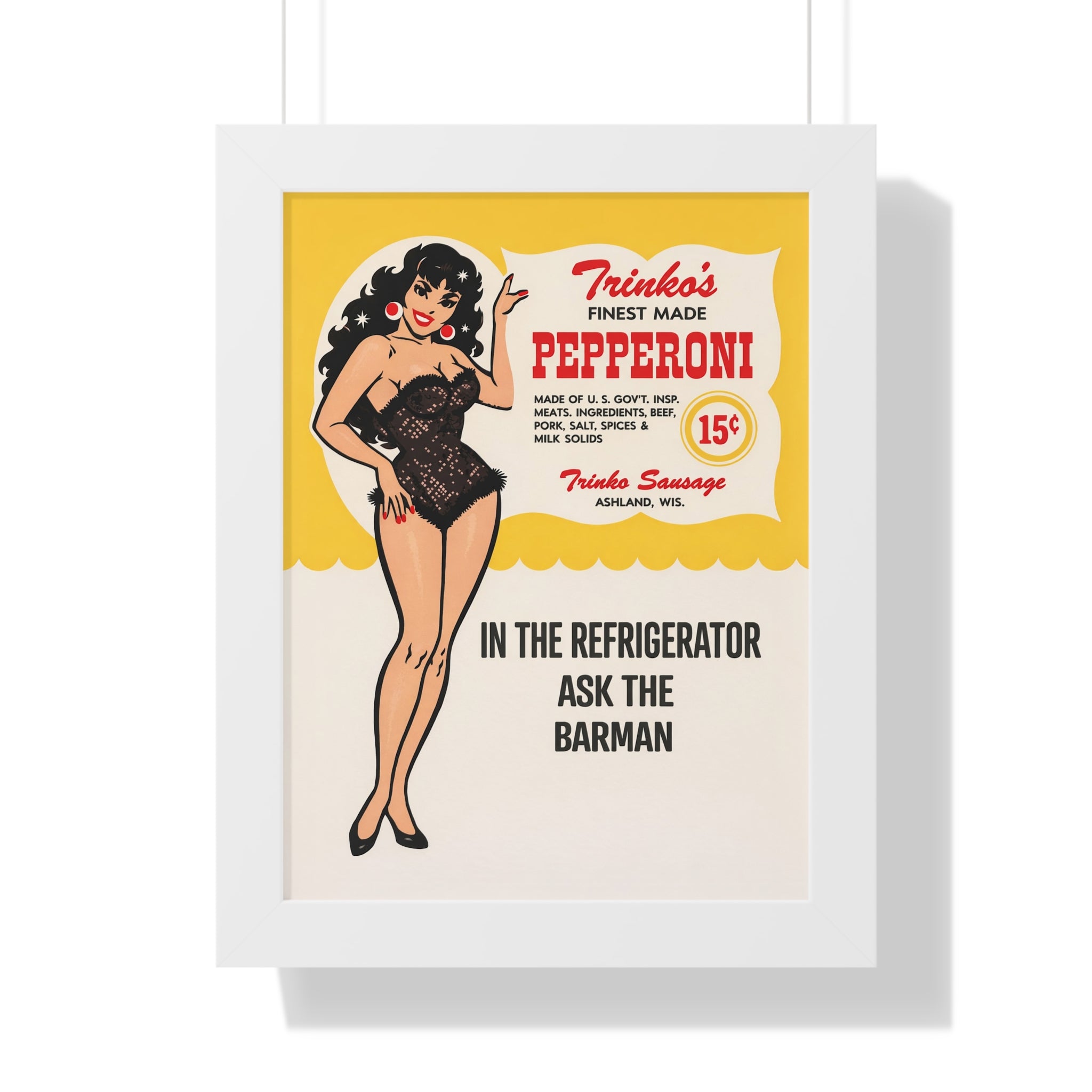 Framed Trinko's Pepperoni - Vintage Reproduction Sign