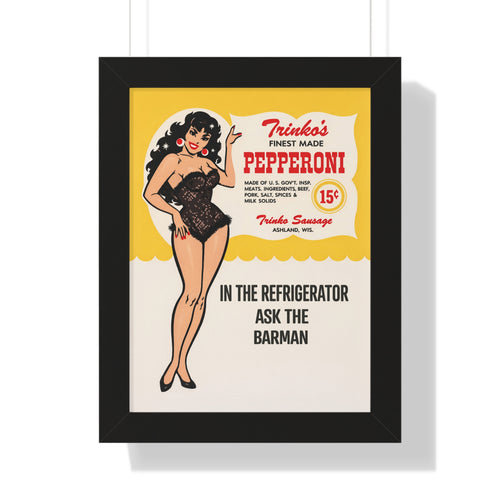 Framed Trinko's Pepperoni - Vintage Reproduction Sign