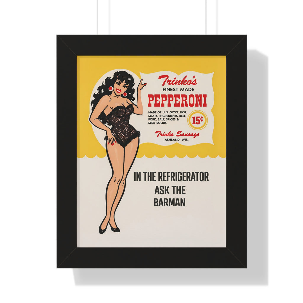 Framed Trinko's Pepperoni - Vintage Reproduction Sign