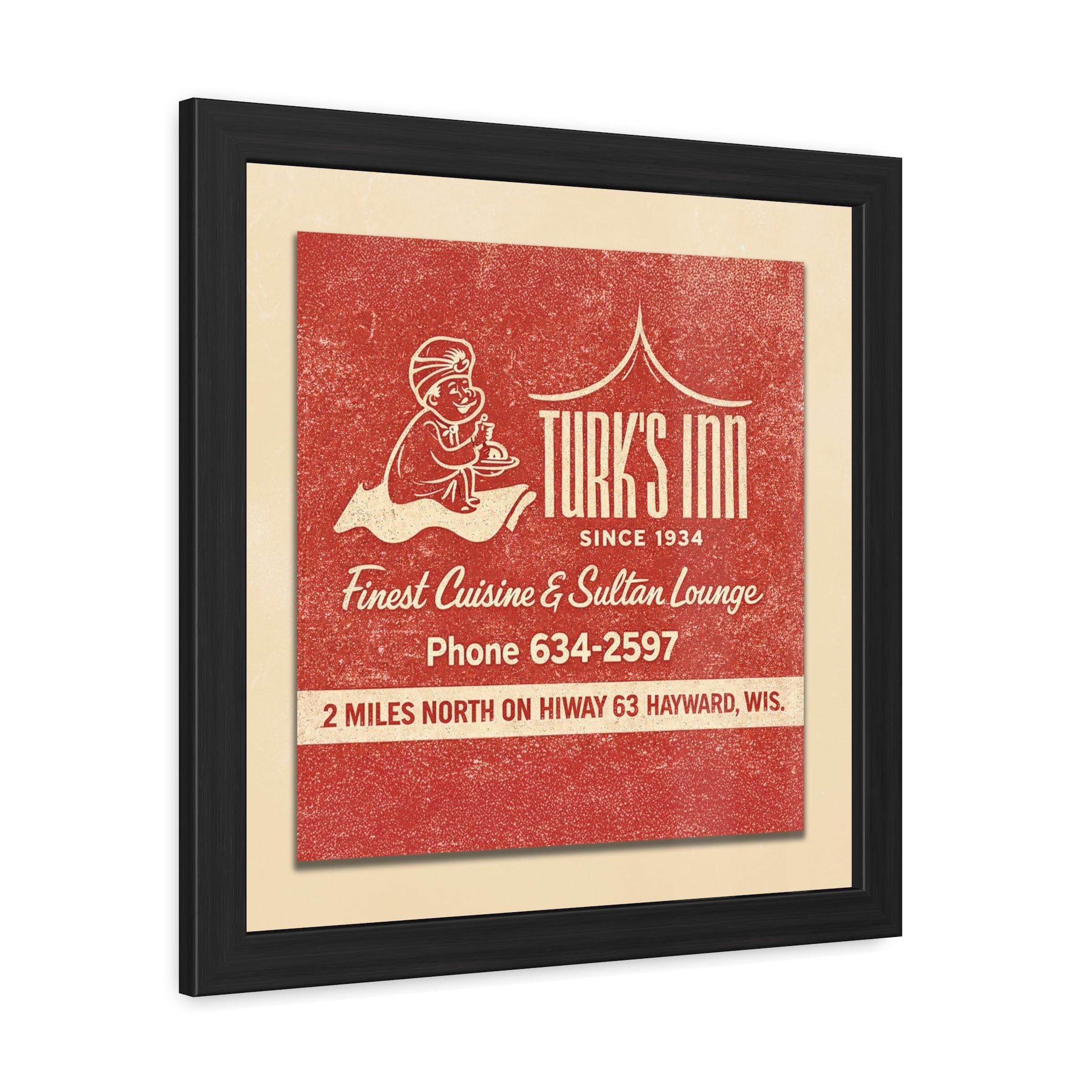 Turk's Inn Supper Club - Vintage Framed Poster | Retro Restaurant Sign