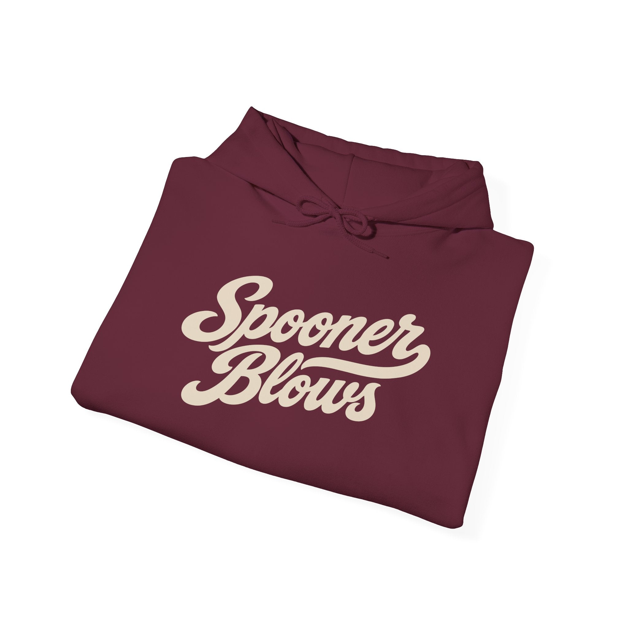 Spooner Blows Baseball Lettering Hoodie | Wisconsin Northwoods Hoodie, Hayward WI Apparel