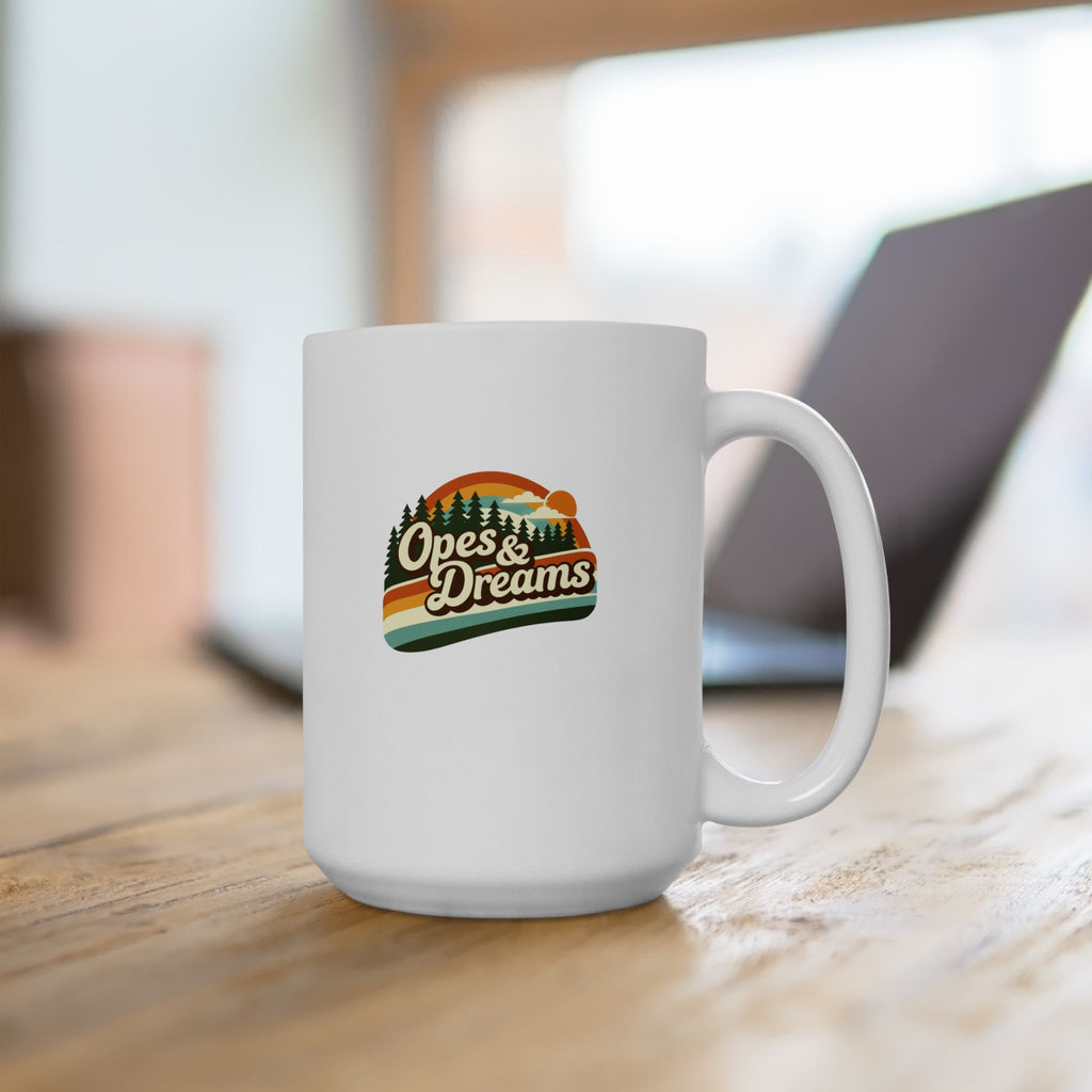 Opes & Dreams Retro Camping Coffee Mug | Vintage Nature Ceramic Cup (11oz, 15oz)