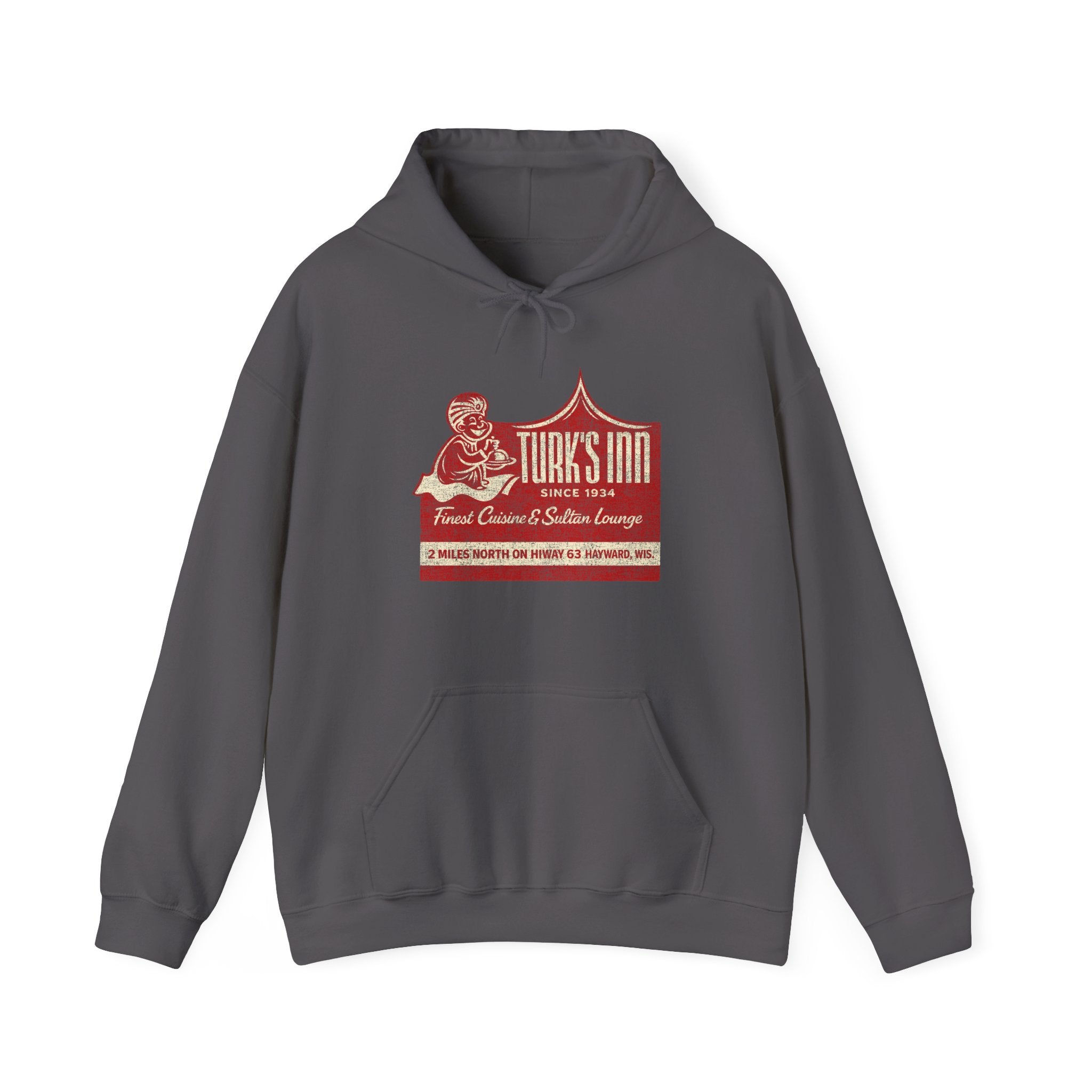 Turk’s Inn Hayward WI Hoodie – Vintage Supper Club Graphic Sweatshirt – Retro Wisconsin Northwoods Pullover