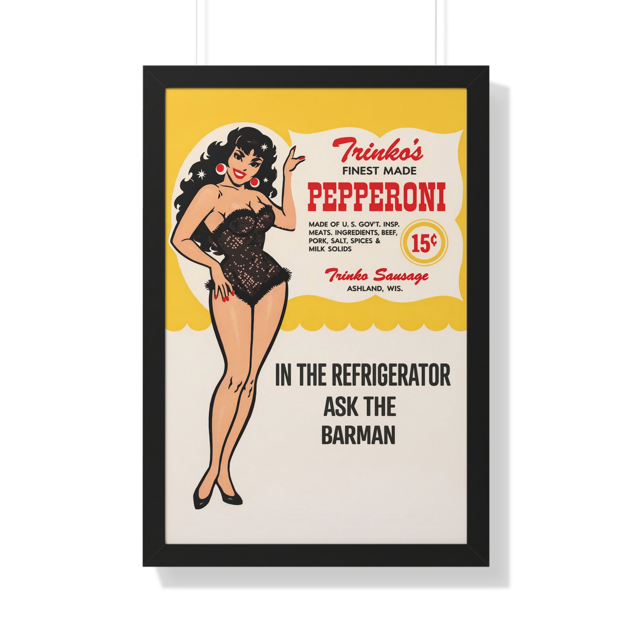 Framed Trinko's Pepperoni - Vintage Reproduction Sign