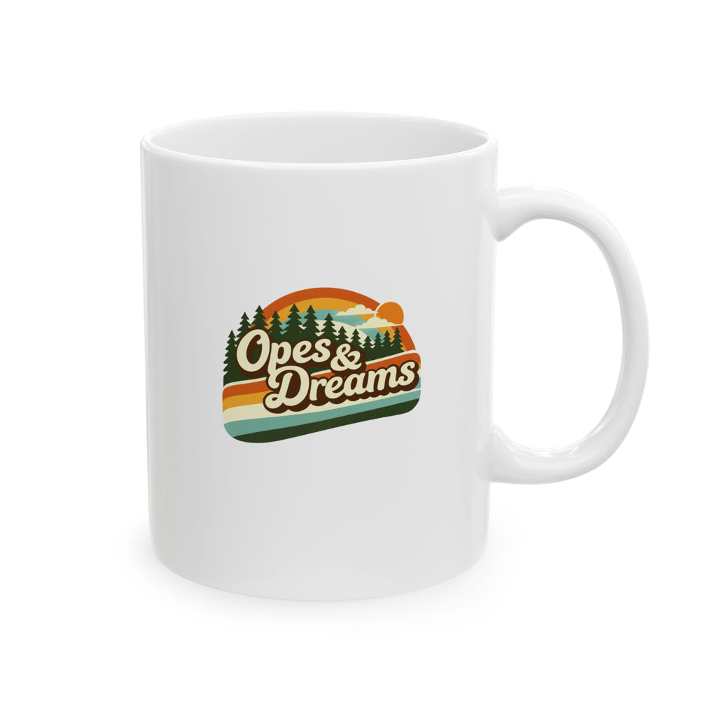 Opes & Dreams Retro Camping Coffee Mug | Vintage Nature Ceramic Cup (11oz, 15oz)
