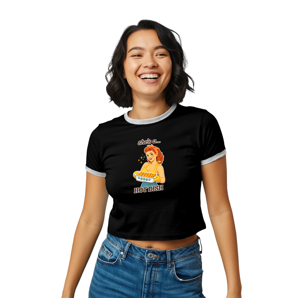 Vintage 'She's a Hot Dish' Retro Pinup Tee