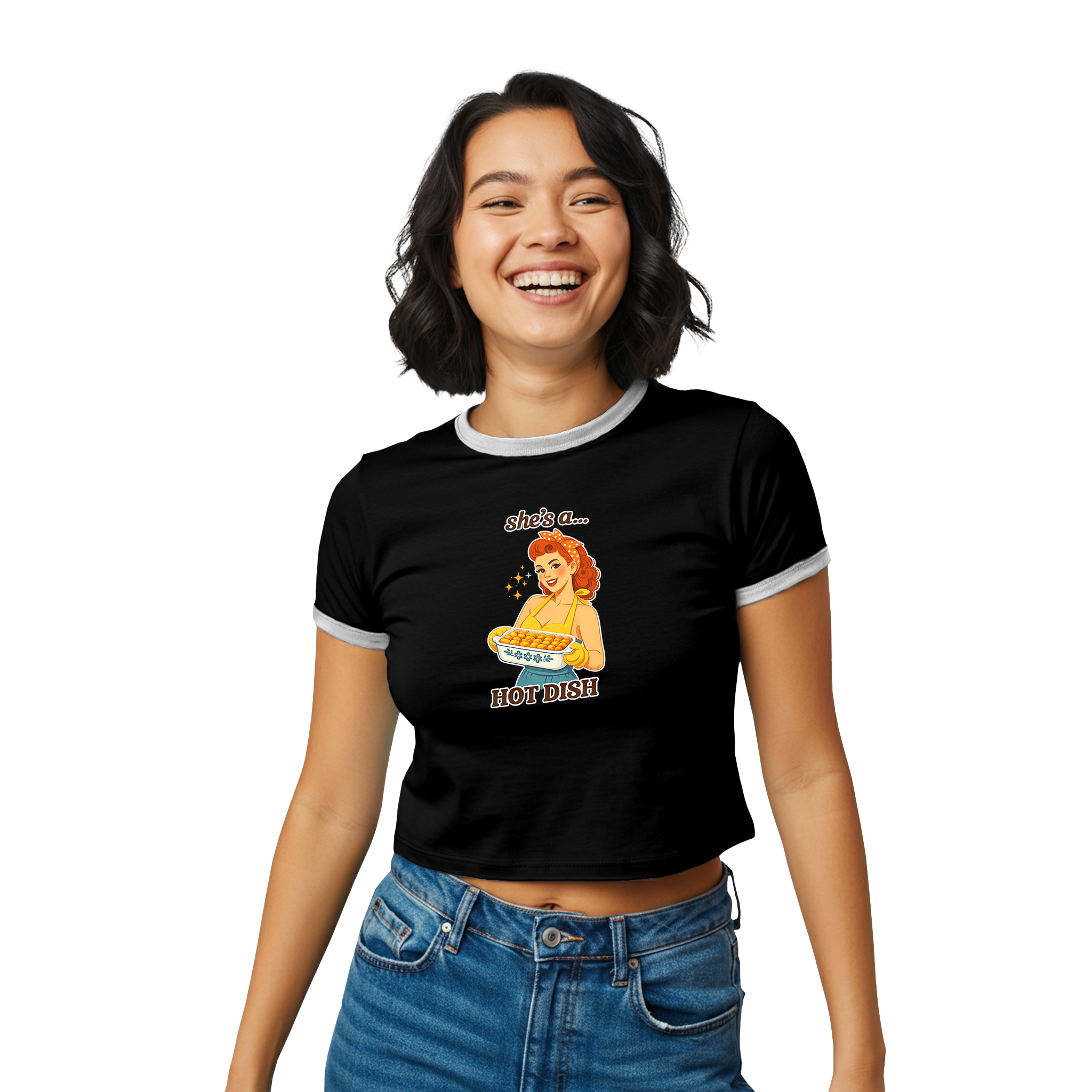 Vintage 'She's a Hot Dish' Retro Pinup Tee