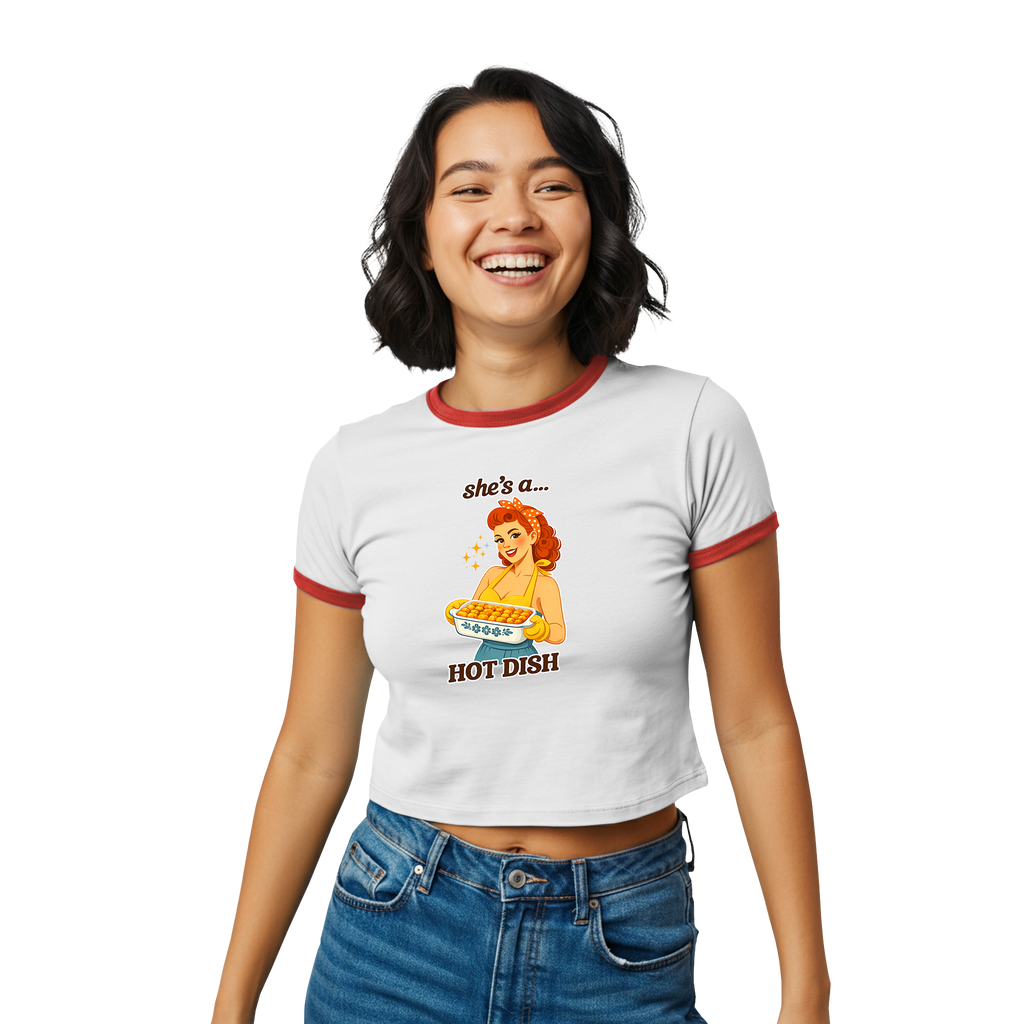 Vintage 'She's a Hot Dish' Retro Pinup Tee