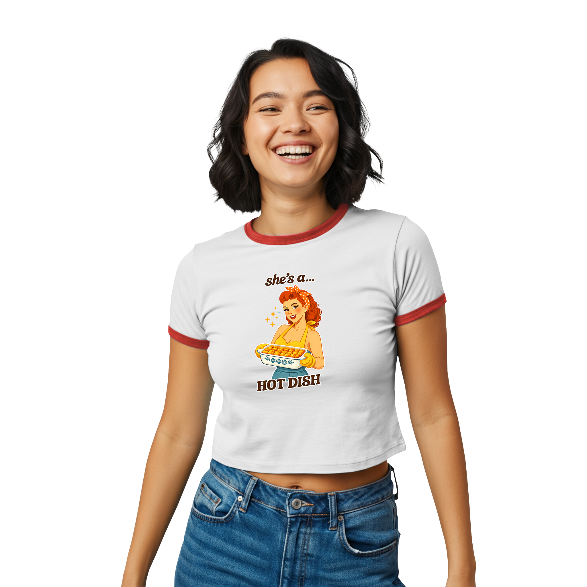 Vintage 'She's a Hot Dish' Retro Pinup Tee