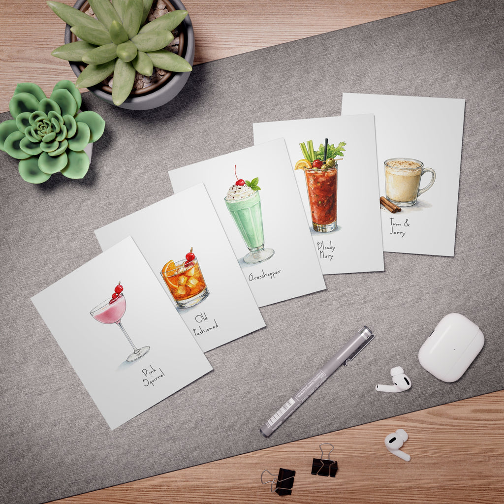 Wisconsin Supper Club Cocktails - Watercolor Blank Card Set