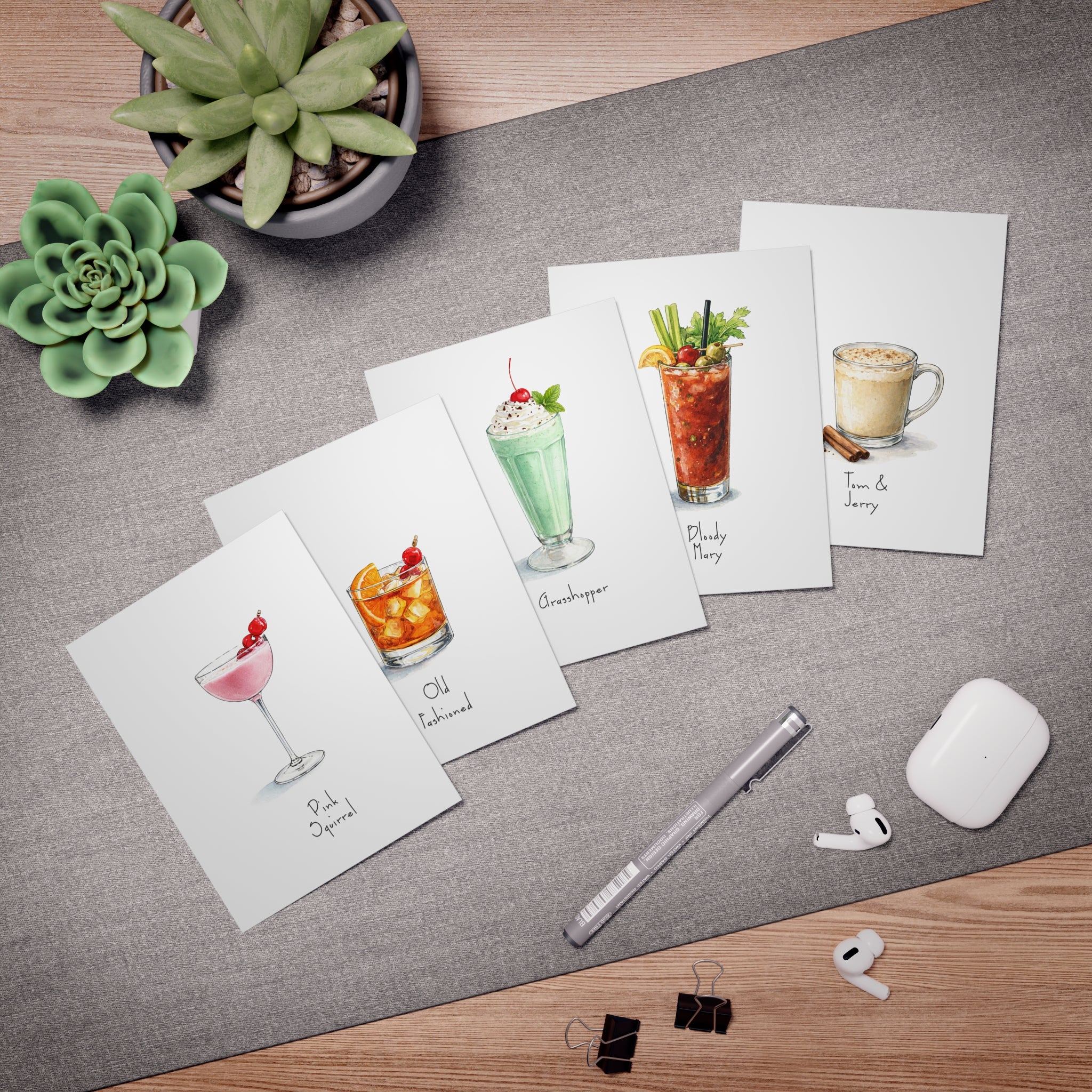 Wisconsin Supper Club Cocktails - Watercolor Blank Card Set