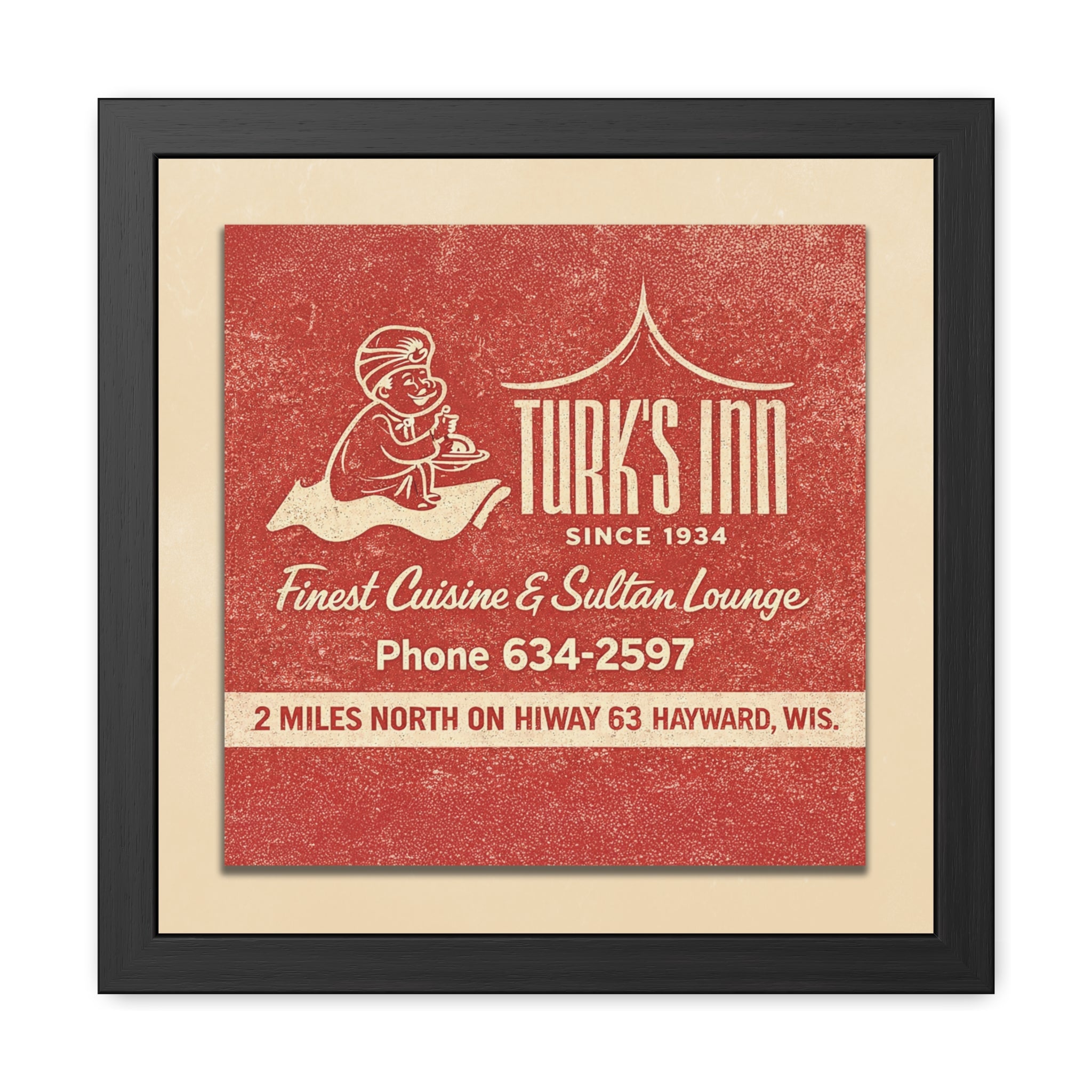 Turk's Inn Supper Club - Vintage Framed Poster | Retro Restaurant Sign