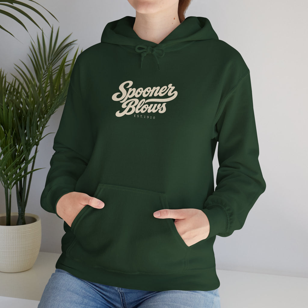 Spooner Blows EST. 1910 Hoodie | Wisconsin Northwoods Hoodie, Hayward WI Apparel