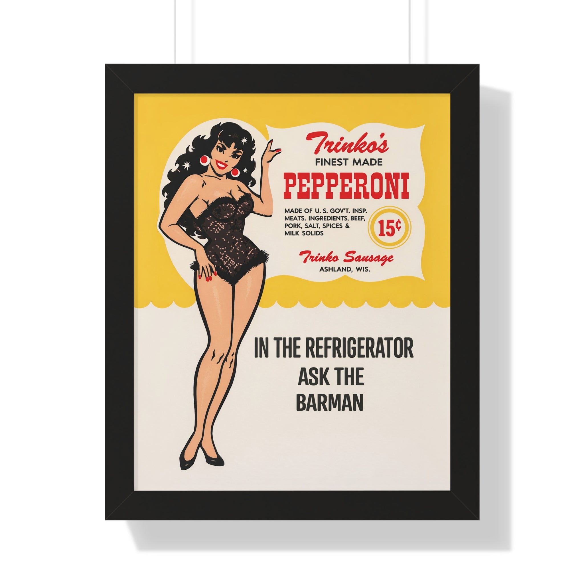 Framed Trinko's Pepperoni - Vintage Reproduction Sign