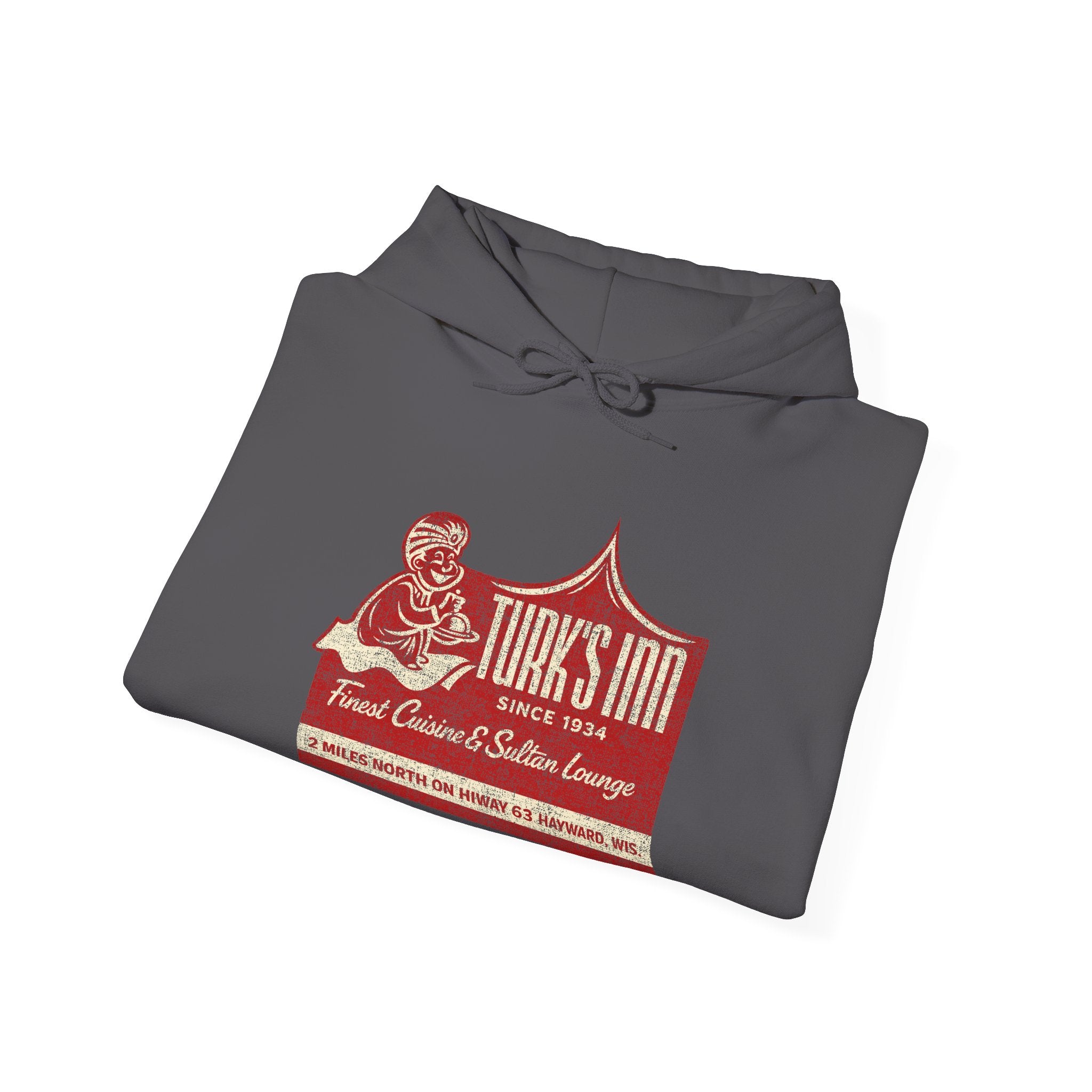 Turk’s Inn Hayward WI Hoodie – Vintage Supper Club Graphic Sweatshirt – Retro Wisconsin Northwoods Pullover