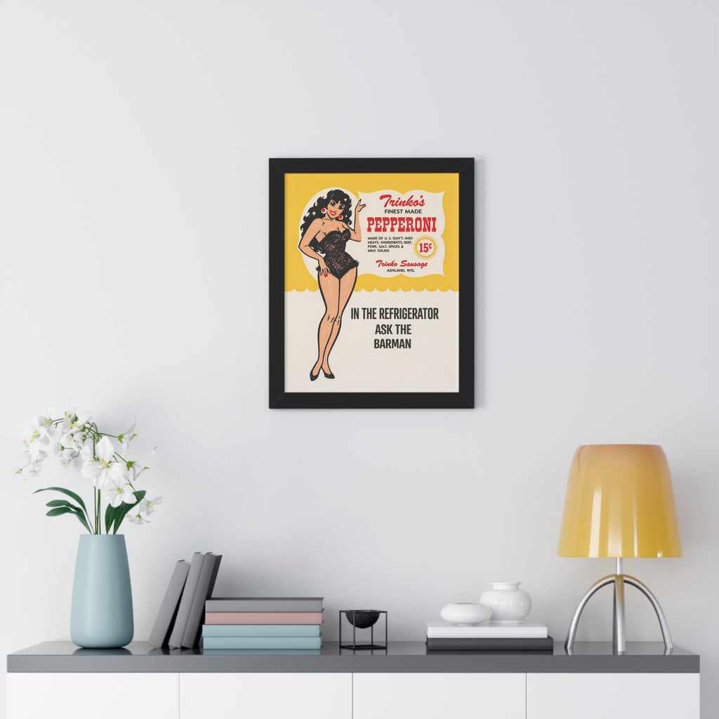 Framed Trinko's Pepperoni - Vintage Reproduction Sign