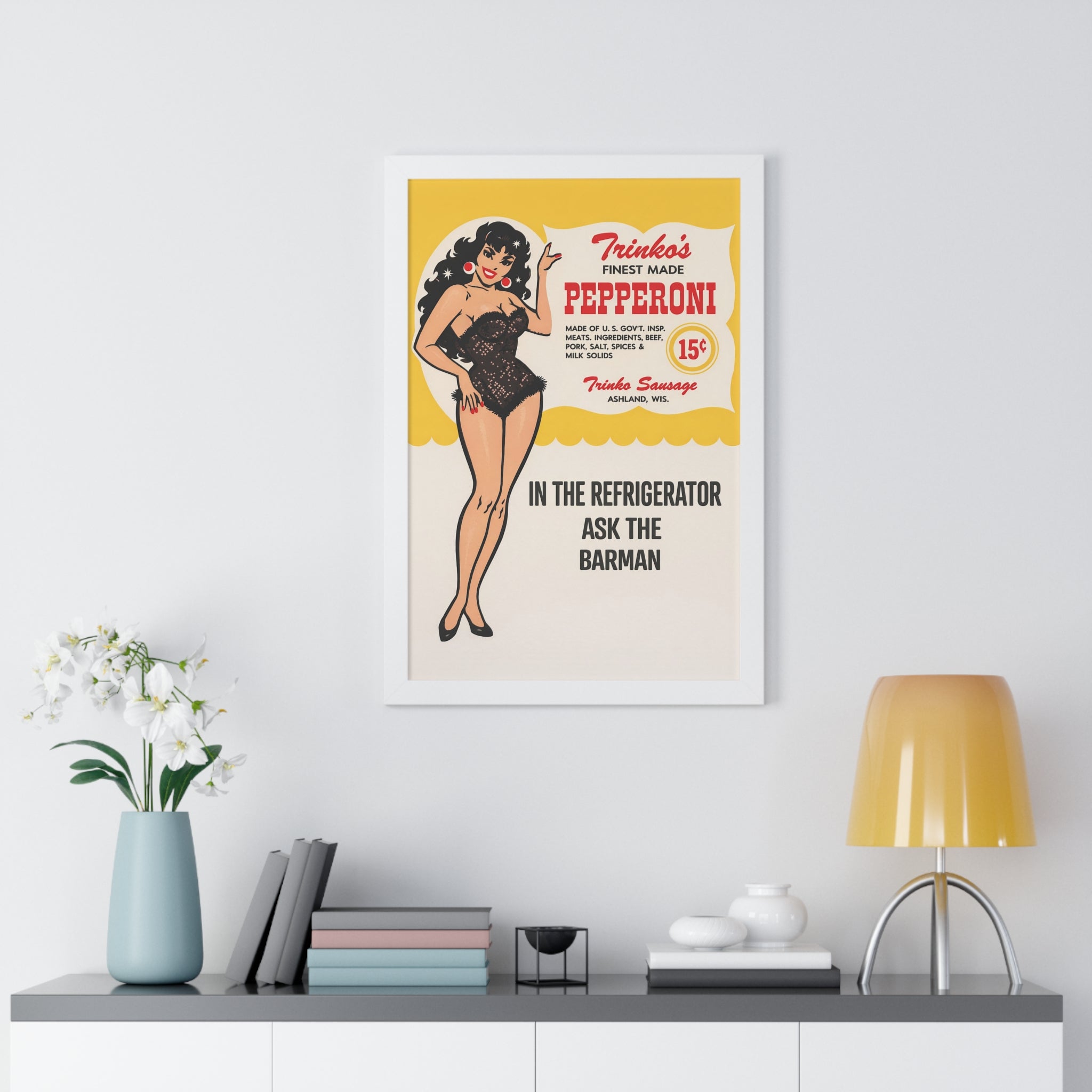 Framed Trinko's Pepperoni - Vintage Reproduction Sign