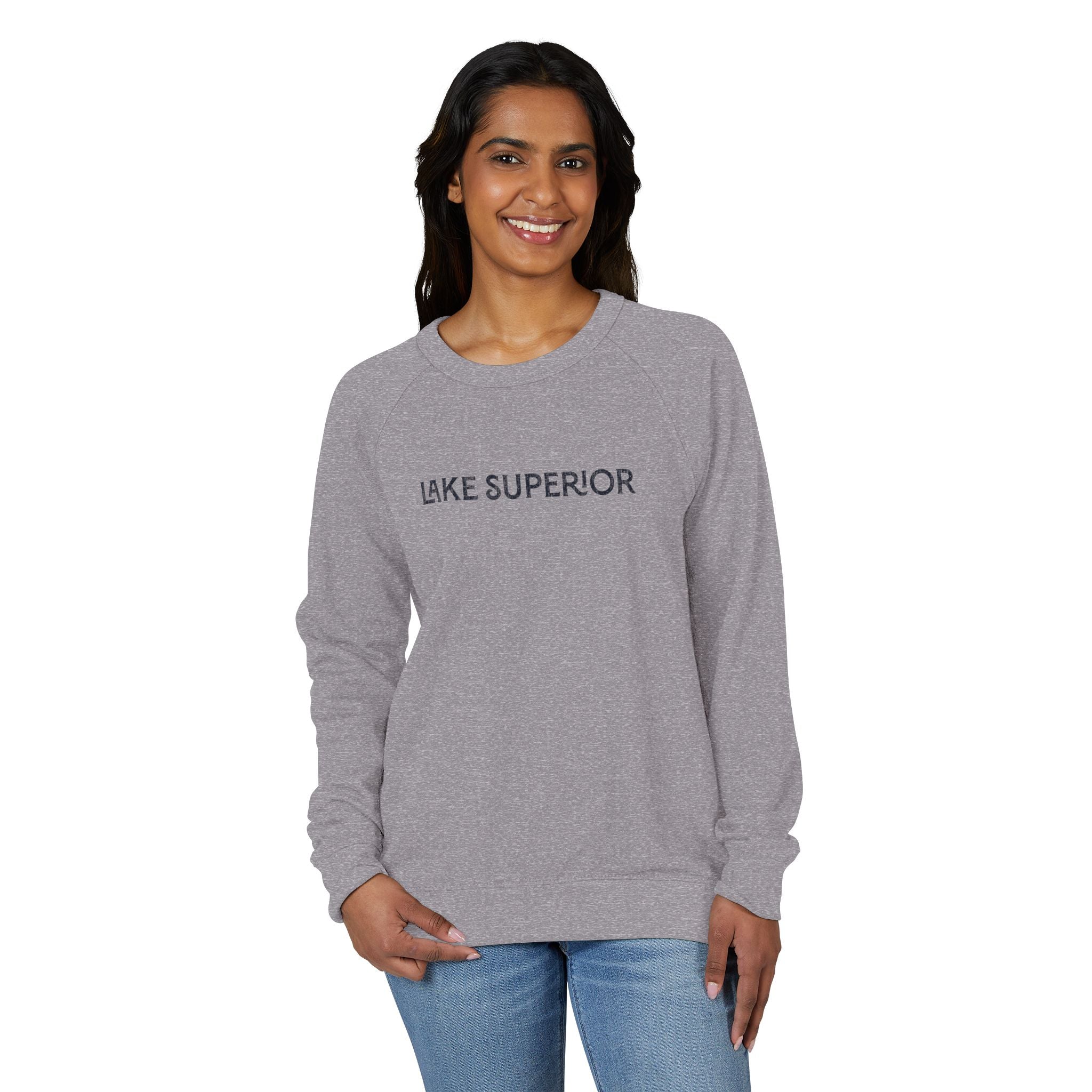 Lake Superior Sweatshirt – Distressed Graphic Crewneck | Unisex Raglan French Terry