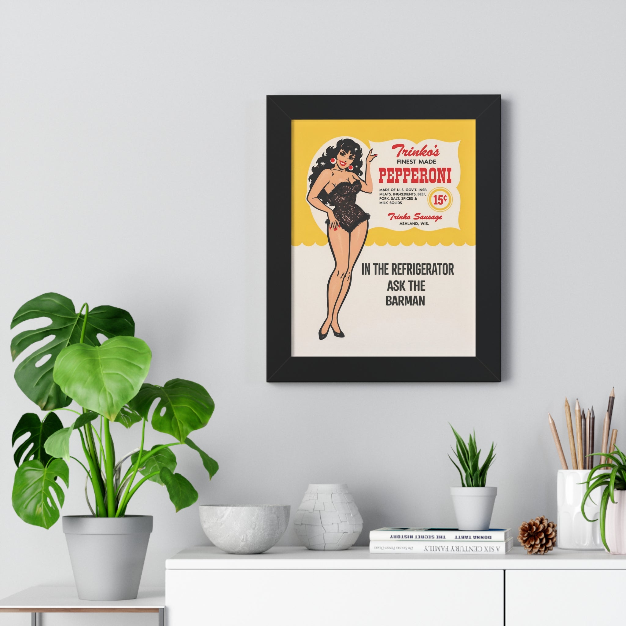 Framed Trinko's Pepperoni - Vintage Reproduction Sign