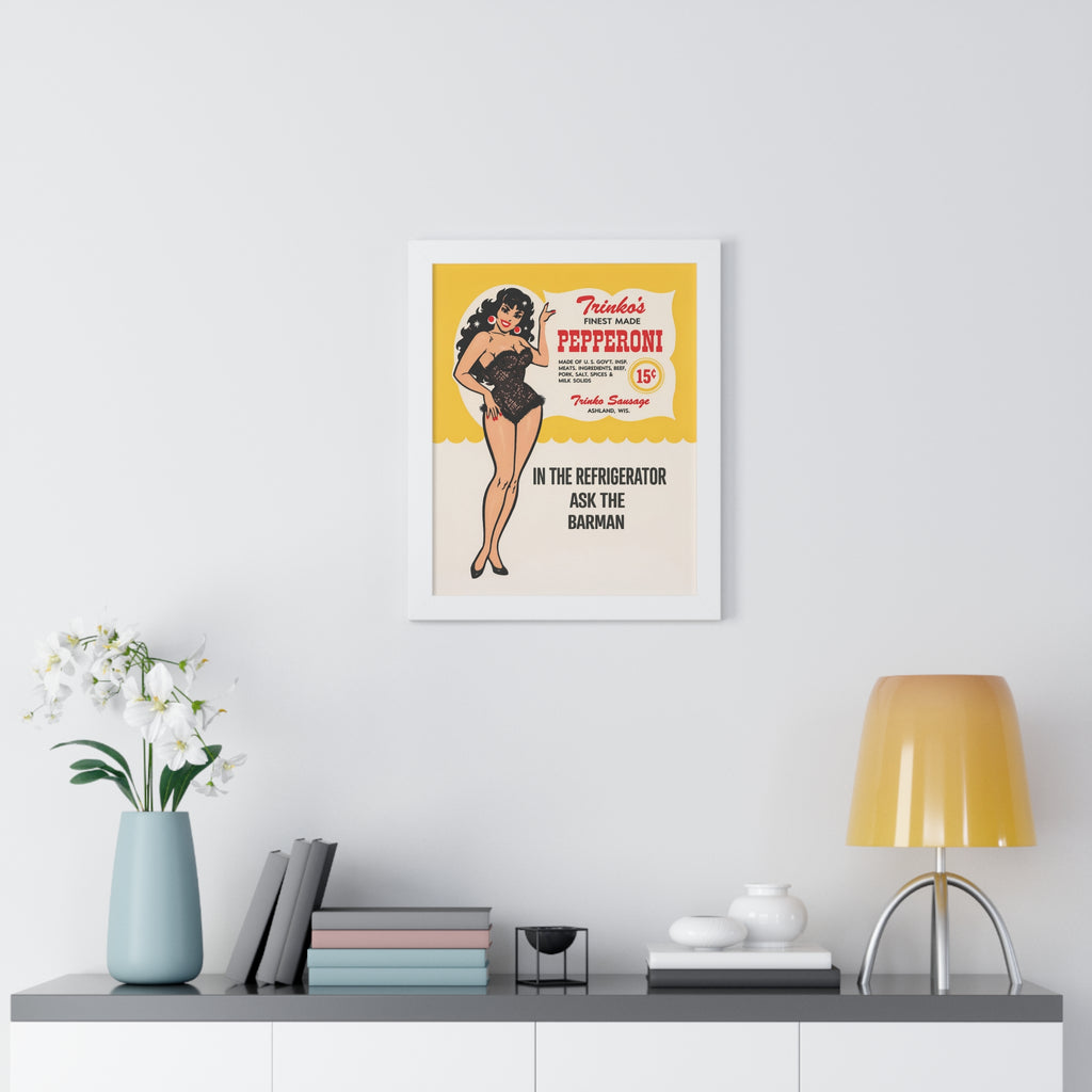Framed Trinko's Pepperoni - Vintage Reproduction Sign