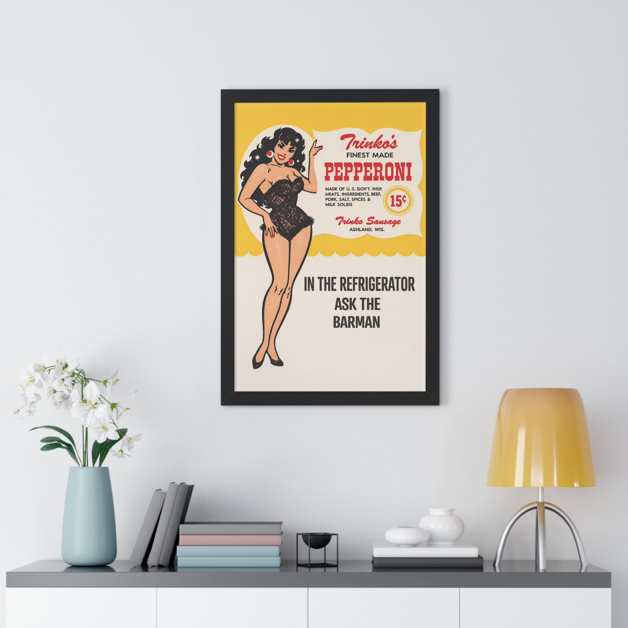 Framed Trinko's Pepperoni - Vintage Reproduction Sign