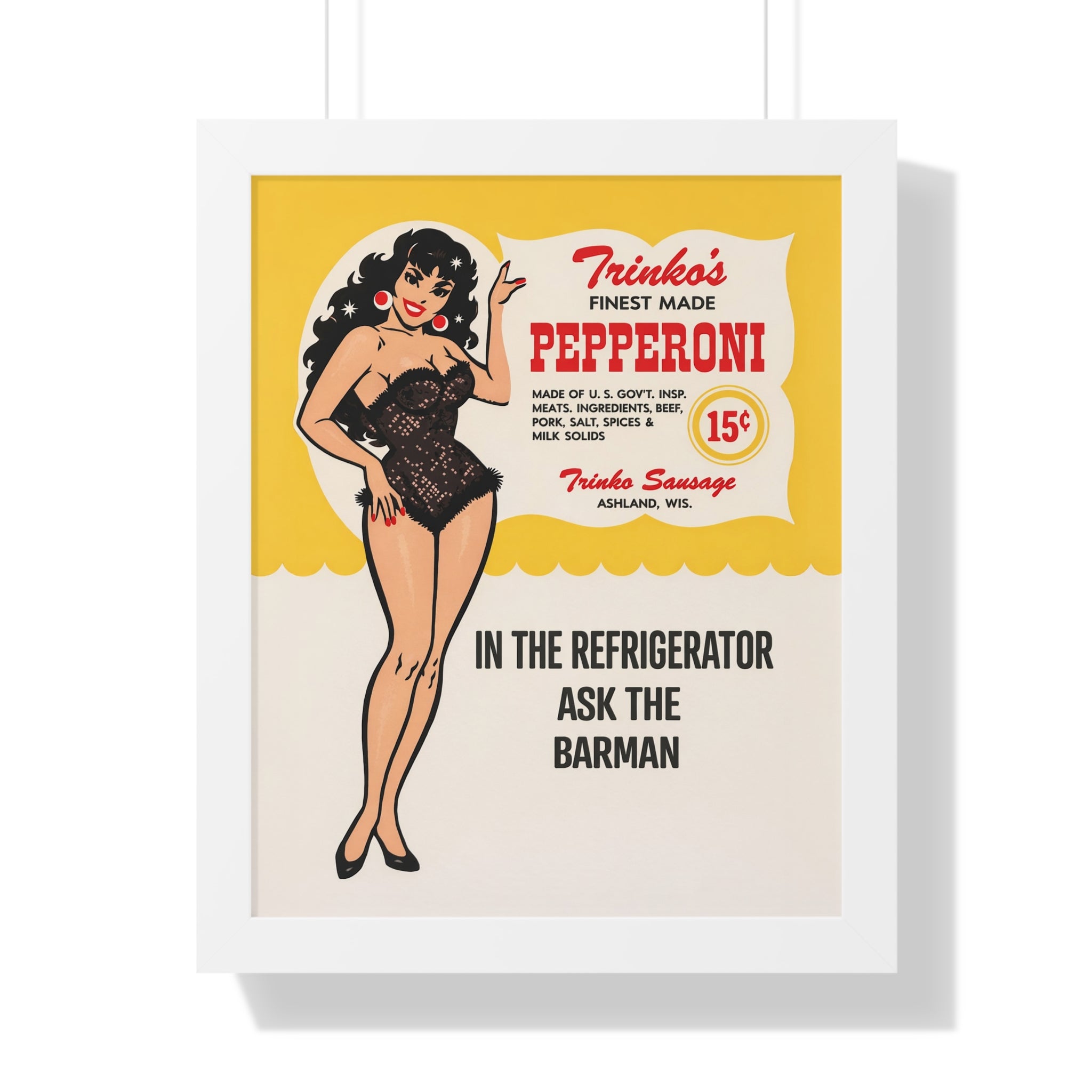 Framed Trinko's Pepperoni - Vintage Reproduction Sign