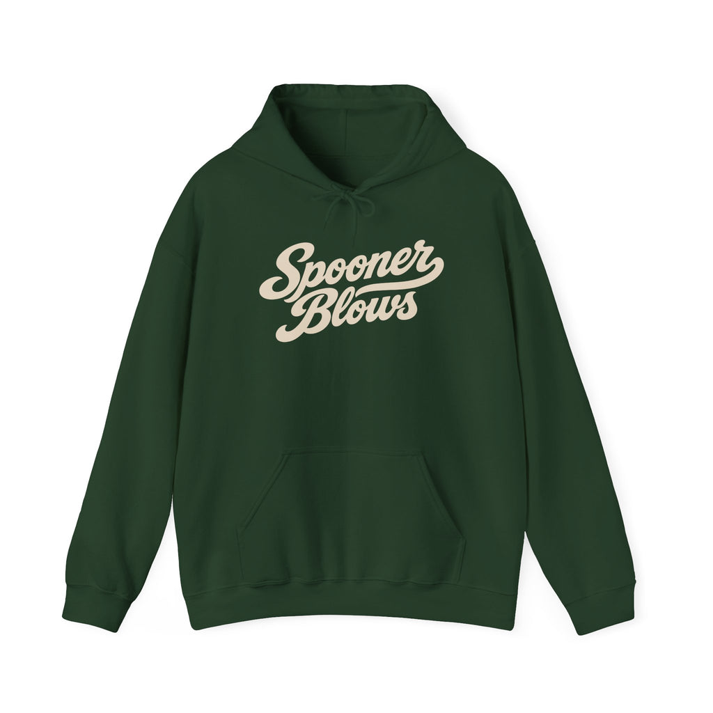 Spooner Blows Baseball Lettering Hoodie | Wisconsin Northwoods Hoodie, Hayward WI Apparel