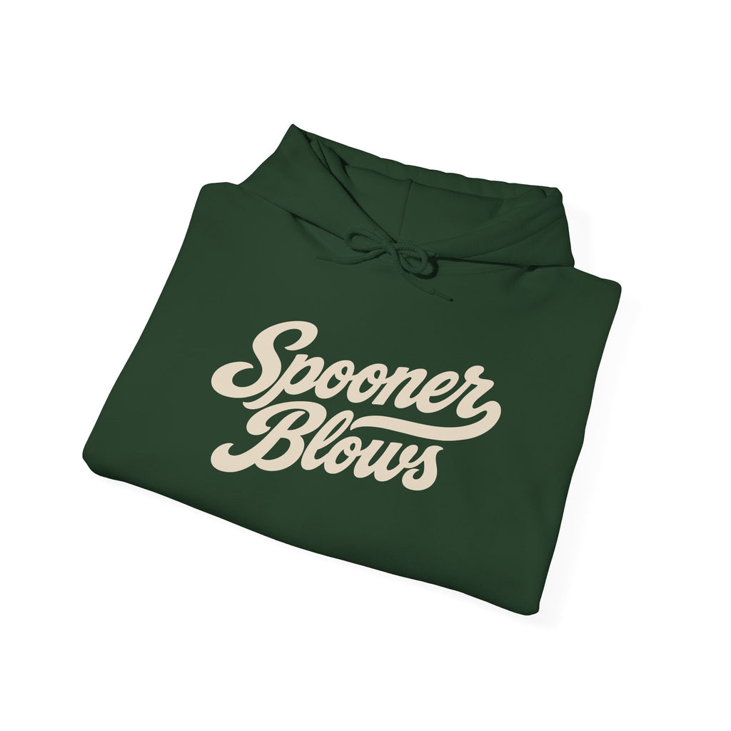Spooner Blows Baseball Lettering Hoodie | Wisconsin Northwoods Hoodie, Hayward WI Apparel