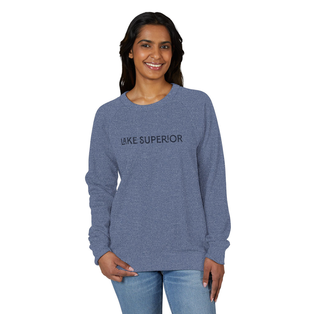 Lake Superior Sweatshirt – Distressed Graphic Crewneck | Unisex Raglan French Terry