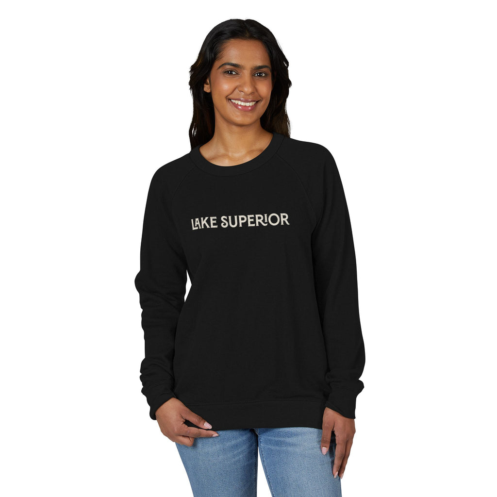 Lake Superior Sweatshirt – Distressed Graphic Crewneck | Unisex Raglan French Terry
